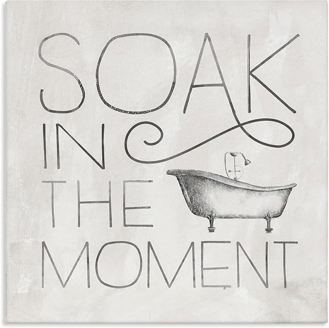 Stupell Industries 'Vintage Bathroom Soak Phrase', Canvas Art, 17 x 17 Inches, Easy to Hang and Sturdy, Made in USA, by Nina Pierce