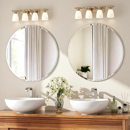 32x32 Inch Bathroom Mirrors for Over Sink, Frameless Mirrors for Wall | Beveled Bathroom Mirror, Bathroom Vanity Mirror for Bedroom Living Room Entryway Home Decor