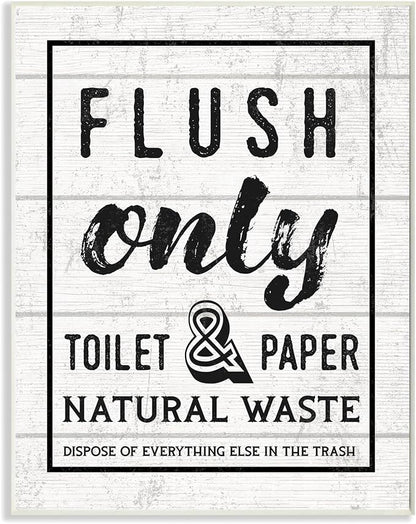 'Flush Only Bathroom Sign Family Home Word'| Wall Plaque Art | Stupell Industries | 10 x 15 Inches, Easy to Hang and Sturdy, Made in USA, by Lil' Rue