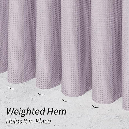 MitoVilla Purple Waffle Fabric Shower Curtain, Heavy Waffle Weave Textured Shower Curtains for Modern Luxury Bathroom Decor, Weighted Hotel Spa Shower Curtain, 72 x 72, Lavender