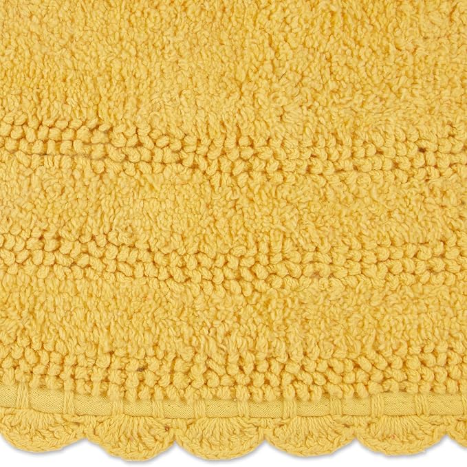 DII Crochet Collection Reversible Bath Mat, Small Oval, 17x24, Yellow