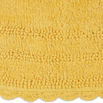 DII Crochet Collection Reversible Bath Mat, Small Oval, 17x24, Yellow