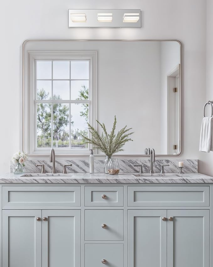 VONLUCE LED Modern Bathroom Vanity Light Fixture, Chrome | 18'', 3-Light, 3CCT, 360° Rotate, High CRI, Flicker-free, Dimmable, Memory Function, Waterproof IP44, Easy Installation