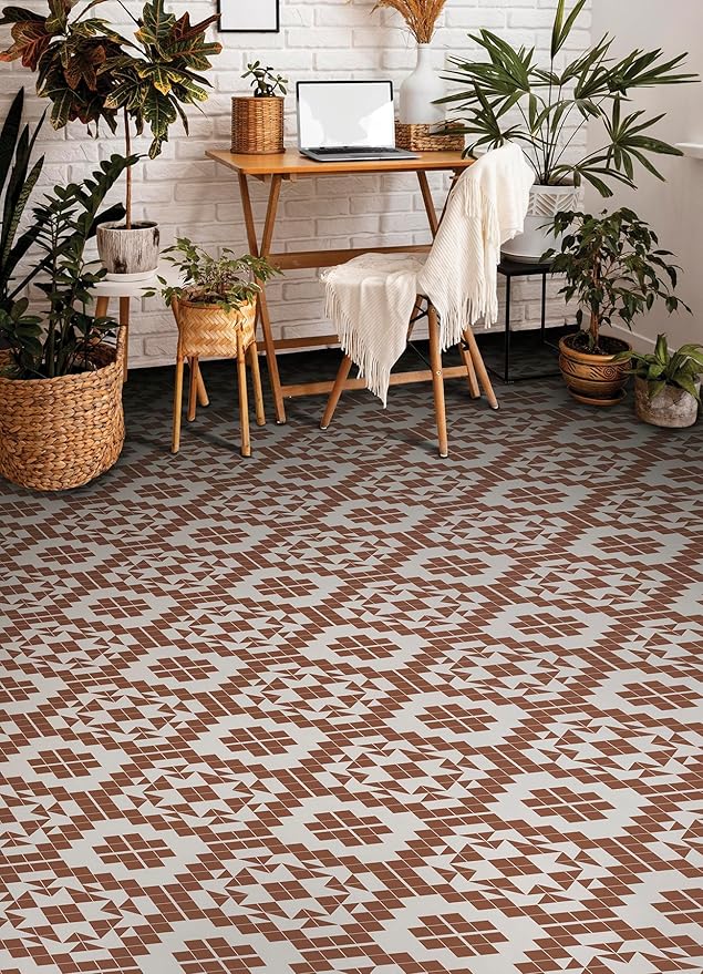 FloorPops 12-in by 12-in Terracotta Matias Peel & Stick Floor Tiles, FP4946