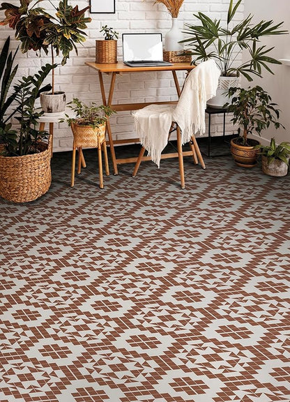 FloorPops 12-in by 12-in Terracotta Matias Peel & Stick Floor Tiles, FP4946