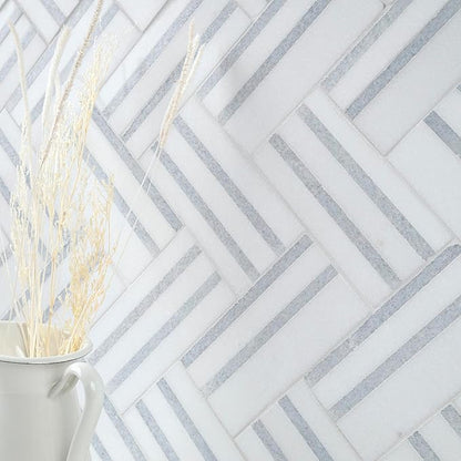 MSI Azula Linea 8 in. x 13 in. Polished Marble Mosaic Floor and Wall Tile for Bathroom, Kitchen Backsplash, Accent Wall Tile, and Shower Wall Tile