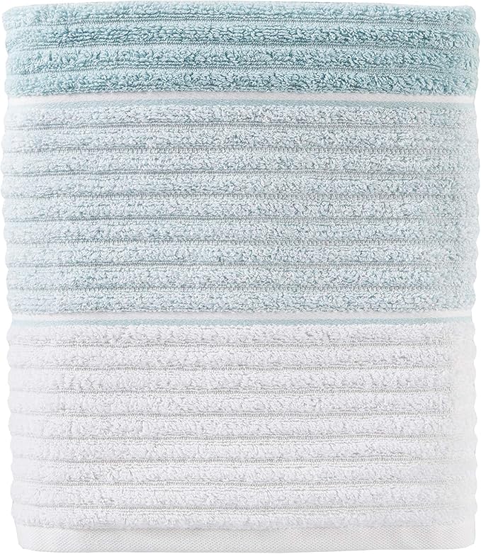 SKL Home Planet Ombre Bath Towel, 100% Turkish Cotton, Aqua | 600 GSM weight. Spa-level quality. Soft & absorbent textured jacquard.