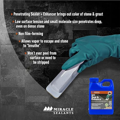 Miracle Sealants 511 Seal & Enhance Premium Enhancing Sealer for Stone & Tile, Gallon