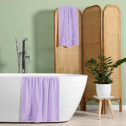 Cotton 2 Pack Oversized Bath Towel Set 28x55 inches, Large Bath Towels, Ultra Absorbant Compact Quickdry & Lightweight Towel, Ideal for Gym Travel Camp Pool - Dark Purple