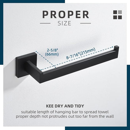Angle Simple Bathroom Towel Holder Matte Black, 10.24-Inch Hand Towel Rack | Solid Rustproof SUS304 Stainless Steel, Easy Use Open Arm Design for Laundry Kitchen Shower Vanity Sink, Screws Mount