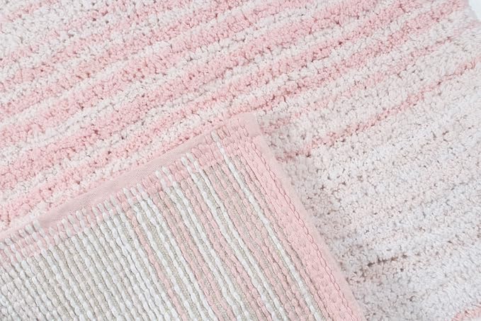 Home Weavers 100% Cotton Gradiation Collection Bathroom Décor | Washable Rug | Bathroom Mat | Kitchen Mat | Bathroom Rug Set | Bath Mat Set | Bath Floor Mat Non Slip, 3 Piece Set with Runner, Pink
