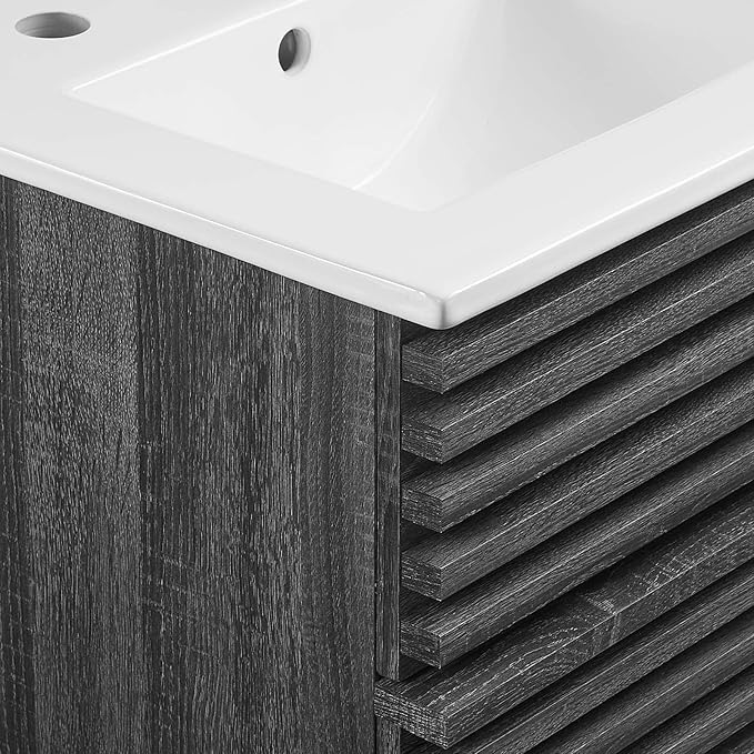 Modway Render 18" Wall-Mount Bathroom Vanity in Charcoal White