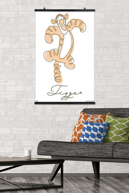 Trends International Disney Simple Moments Line Art - Tigger Wall Poster, 34L x 22.4W, Premium Poster & Clip Bundle