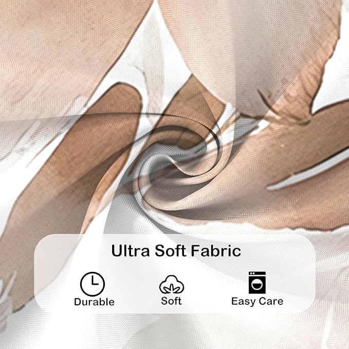 Floral Shower Curtain, Brown Watercolor Flower Shower Curtains for Bathroom, Modern Minimalist Waterproof Fabric Bath Decoration 72x84 Inch