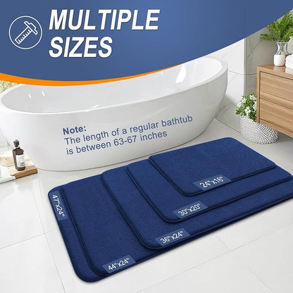 OLANLY Thick Memory Foam Small Bathroom Rug 24x16, Absorbent Bath Mat, Navy | Soft Quick Dry Bath Rugs, Non-Slip Carpet, Machine Washable Mat for Bathroom Floor, Tub and Shower, Home Decor Accessories
