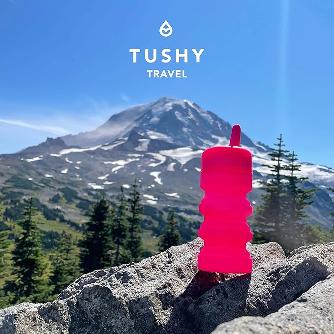 TUSHY Travel Bidet: Collapsible & Expandable for Discreet Portability | Refreshing Clean for Home, Camping, Outdoors & Travel (Helps Hemorrhoid Relief, Peri Bottle for Postpartum Care), Fuchsia Friday
