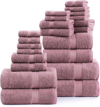 LANE LINEN Bath Towel Set Absorbent Quick Dry 100% Cotton - Wishful Mauve | Cotton Bath Towel Set - OEKO-TEX Certified, Ring-Spun Durability, Terry Weave Comfort, Hotel-Style Look