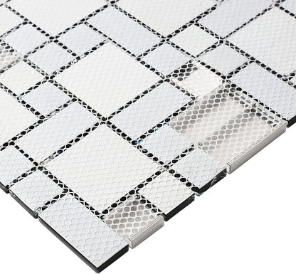 Wall Backsplash Tile Black Glass Silver Metal Iridescent Vibrant Colors for Home Project Kitchen Bathroom Shower Accents Walls Decoration TSTMGB026 (5 Square Feet)