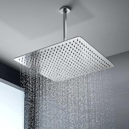 Voolan Oversize Rain Shower Head - High Flow Square Rainfall Showerhead - Waterfall Full Body Coverage - Universal Ceiling or Wall Mount (16 Inch, Brushed Nickel)