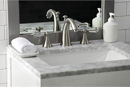 Kingston Brass KS2978WLL Widespread Lavatory Faucet With Crystal Lever Handle, 5-1/2" in Spout Reach, Brushed Nickel