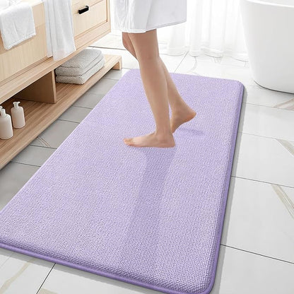OLANLY Memory Foam Bathroom Runner Rugs 47x20, Absorbent Long Mat, Lavender | Soft Quick Dry Bath Rugs, Non-Slip Carpet, Machine Washable Mat for Bathroom Floor, Tub and Shower, Home Decor Accessories