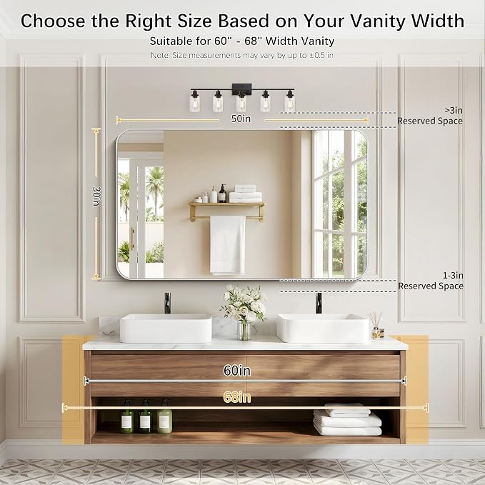 DESBING 50"x30" Bathroom Mirror for Over Sink, Silver Framed Wall Mirror | High-Definition Shatterproof Vanity Mirror with Rounded Corner for Bedroom Living Room Entryway Horizontally or Vertically