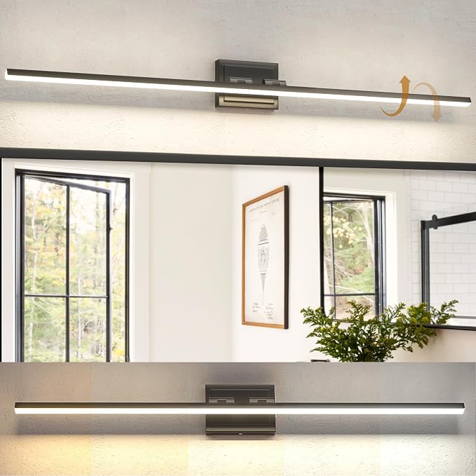 48 Inch Modern Bathroom Light Fixture, 30W 5CCT Dimmable LED Black Bathroom Vanity Lights Over Mirror, Vanity Lights for Bathrooms Restroom Mirror- ETL Certified