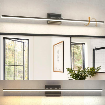 48 Inch Modern Bathroom Light Fixture, 30W 5CCT Dimmable LED Black Bathroom Vanity Lights Over Mirror, Vanity Lights for Bathrooms Restroom Mirror- ETL Certified
