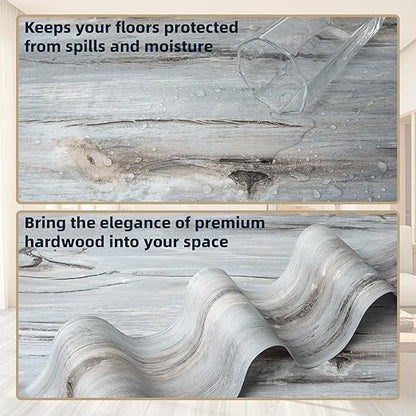 Art3d 15 Sq.ft Peel and Stick Floor Tiles, 10Pcs Luxury Vinyl Plank Flooring Wood Look, 36" × 6" Adhesive and Waterproof Tile Sticker for Bedroom, Living Room, Kitchen, Dust Grey
