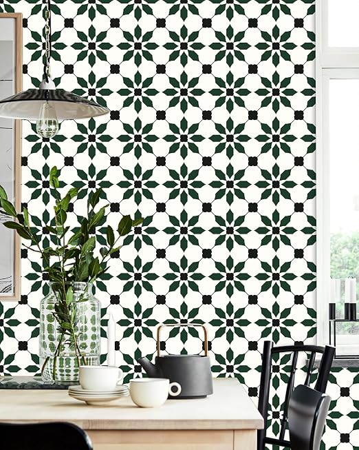 MORCART 20PCS 7.87" x 7.87" Peel and Stick Floor Tile, Black Green | Self-Adhesive DIY Vinyl Flooring, Removable and Waterproof Tile Sticker for Bathroom, Kitchen, Wall, Bedroom, Stairs