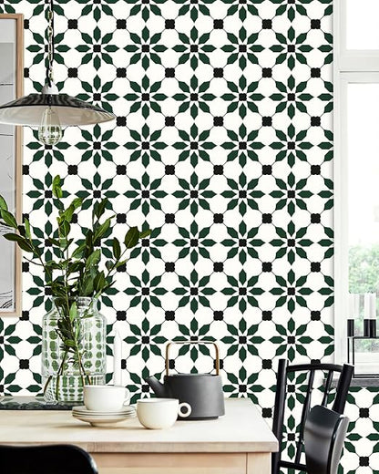 MORCART 20PCS 7.87" x 7.87" Peel and Stick Floor Tile, Black Green | Self-Adhesive DIY Vinyl Flooring, Removable and Waterproof Tile Sticker for Bathroom, Kitchen, Wall, Bedroom, Stairs