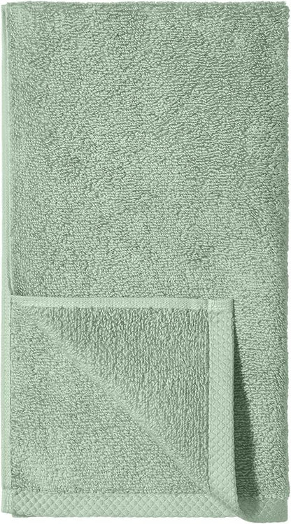 Amazon basics Lightweight quick-dry hand towels - 100% cotton, 8-pack, 28 x 16 inches, seafoam green