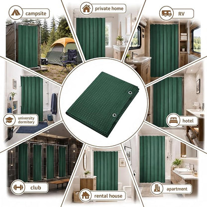 Siiluminisoy Shower Curtain and Liner Set, Waffle Shower Curtain Set with 12 Stainless Steel Hooks, Waterproof Luxury Fabric Shower Curtains for Bathroom and Hotel, Dark Green, 72" W x 84" H