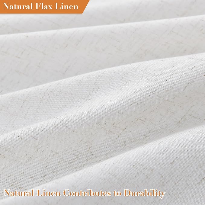 Extra Long Beige White Boho Linen Shower Curtain 96 Inch Natural Rustic Fancy Cute Tassel Cloth Shower Curtain Set with Hooks Modern Aesthetic French Country Style Decor for Bathroom 72x96