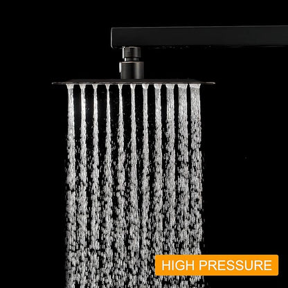 8 In Rain Shower Head High Pressure Rainfall Shower Head Bronze | Square Rain Bathroom Showerhead, High Flow, Large Stainless Steel, Ceiling Mounted, Wall Mounted, Waterfall Full Body