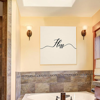 Renditions Gallery Simple Floss Sign Bathroom Décor Gallery Wrapped Canvas Wall Art, 16x16,