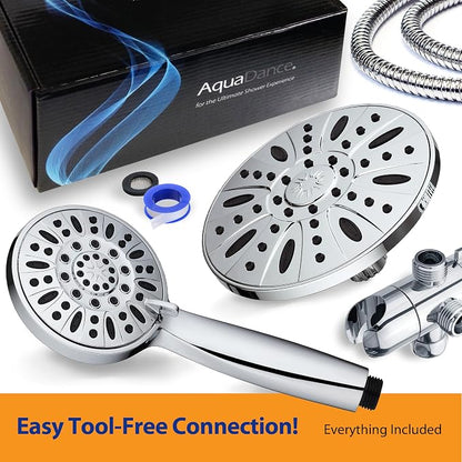 AquaDance 7" Premium High Pressure 3-way Rain & Handheld Shower Head Combo | Enjoy Luxury 7-inch Showerhead & 6-mode Hand Shower Separately or Together! Premium Stainless Steel Hose - Chrome