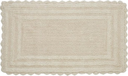 Better Trends Lilly Crochet 21x34 Reversible Bath Rugs and Bath mats for Bathroom, Luxurious 100% Cotton Bath Rug & Water Absorbent Bathroom Mat - Cream Bath Matt