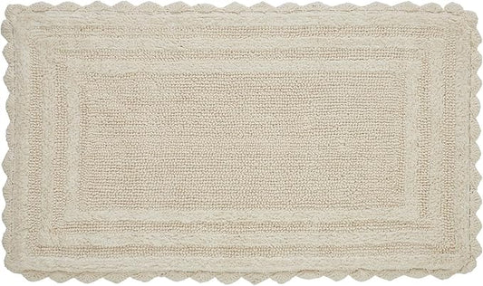 Better Trends Lilly Crochet 21x34 Reversible Bath Rugs and Bath mats for Bathroom, Luxurious 100% Cotton Bath Rug & Water Absorbent Bathroom Mat - Cream Bath Matt