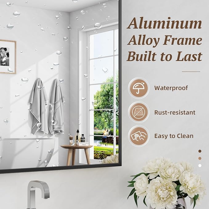 Bathroom Mirror 71" x 36", Large Rectangle Wall Mirror, Black Metal Frame Wall Mounted Mirrors for Bathroom, Vanity, Bedroom, Entryway Decor(Horizontal/Vertical)