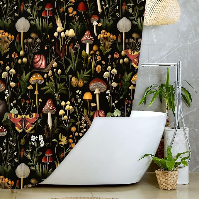 JAWO Rustic Forest Shower Curtains, Lodge Cabin Woodsy RV Shower Curtain, Wildlife Animals Woodland Campers Camping Bathroom Set with Hooks, 72X78 Inch, Multi
