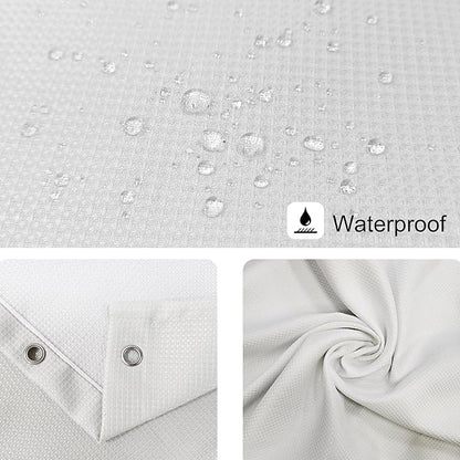 Glawry Waffle Green Shower Curtain Boho Abstract Mid Century Tropical Palm Tree Sun Arch Bathroom Modern Minimalist Aesthetic 72Wx72L Inches Bath Accessories Art Home Decor Fabric 12 Pack Hooks