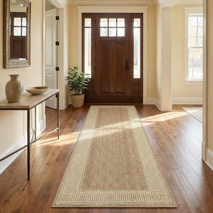 Garvee 2x6 Runner Rug Washable Hallway Runner Rug Non Slip Carpet Jute | Foldable Non-Shedding Bordered Design Entryway Rugs Low Pile Stain-Resistant Indoor Soft Rugs for Laundry Kitchen Bathroom