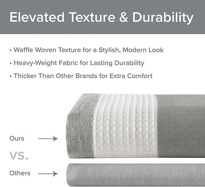 Madison Park Standard Shower Curtain for Bathroom, Grey Ombre, 72" x 72" | Ariana Ombre Cozy, Spa Quality Modern Waffle Weave Contemporary, 3M Scotchgard Treatment, Machine Washable