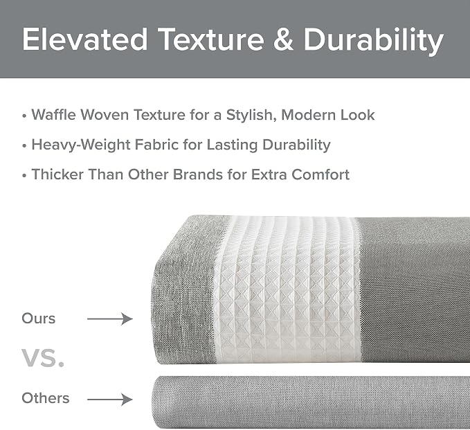 Madison Park Extra Long Shower Curtain for Bathroom, Grey Ombre, 72" x 84" | Ariana Ombre Cozy, Spa Quality Modern Waffle Weave Contemporary, 3M Scotchgard Treatment, Machine Washable
