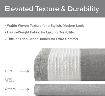 Madison Park Extra Long Shower Curtain for Bathroom, Grey Ombre, 72" x 84" | Ariana Ombre Cozy, Spa Quality Modern Waffle Weave Contemporary, 3M Scotchgard Treatment, Machine Washable
