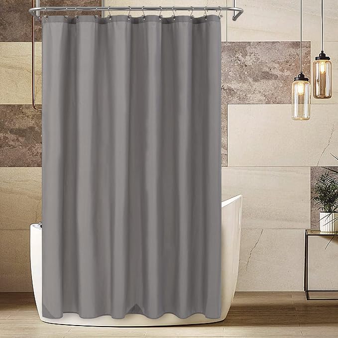 ALYVIA SPRING Extra Long Waterproof Fabric Shower Curtain Liner Grey, 72x84 | 3 Magnets, Soft Cloth & Hotel Quality, Machine Washable, Light-Weight, Extra Long Size