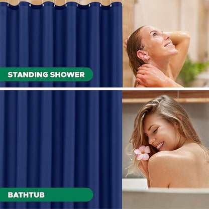 Fabric Shower Curtain Liner 72"W x 84"L-Navy Extra Long Shower Liners | Hotel Quality Water Resistant Machine Washable Shower Liner-Cloth Polyester Light Weight High Ceilings Bathroom Curtain Liner