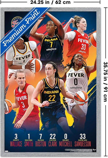 Trends International WNBA Indiana Fever -Team 24 Wall Poster, 34L x 22.4W, Gray Framed Version