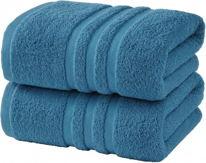 Velqora Bath Towels, 2 Pack, 30x60 in, 100% Cotton, Soft & Absorbent, Blue | Balanced Weight | Everyday Comfort | Easy Care
